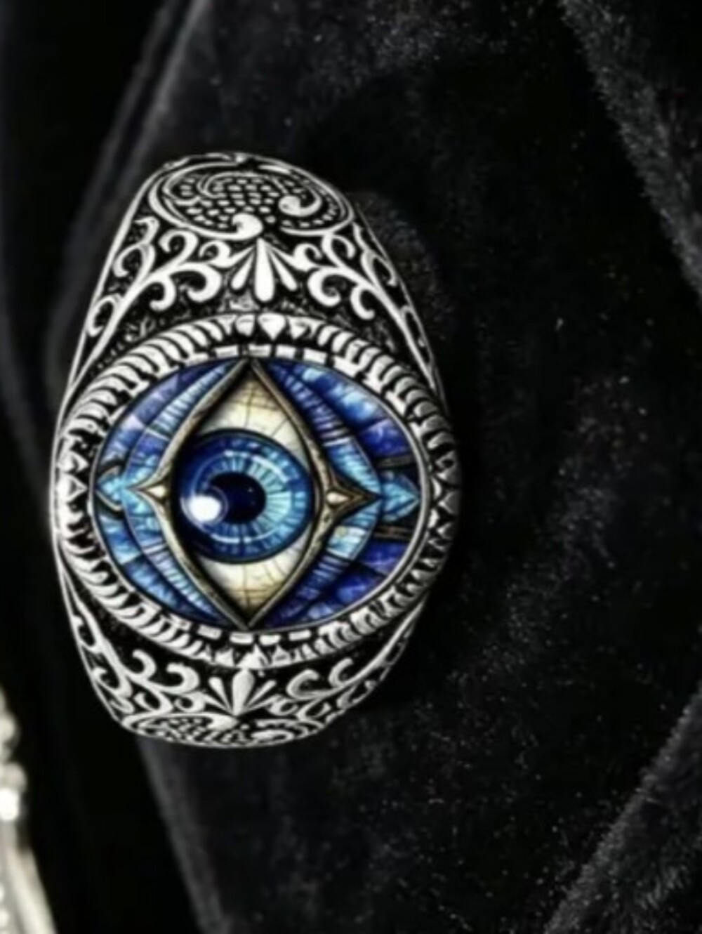Vintage Evil Eye Ring Hypoallergenic Size 9.5 Unisex - Picture 2 of 16